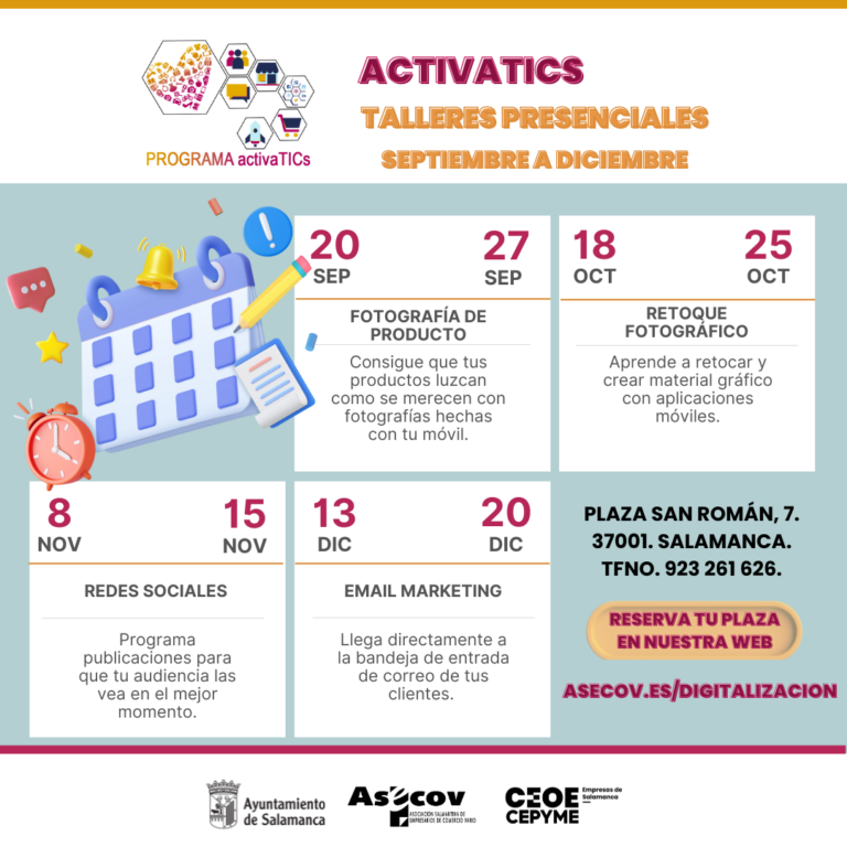 Nuevas sesiones presenciales de nuestro programa de transformación digital activaTICs para este cuatrimestre