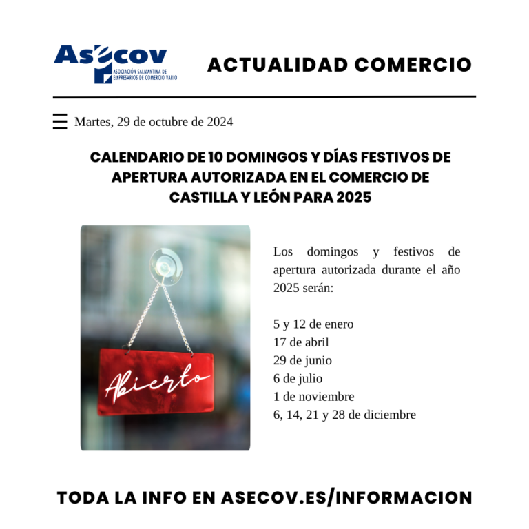 FESTIVOS DE APERTURA 2025 JCYL