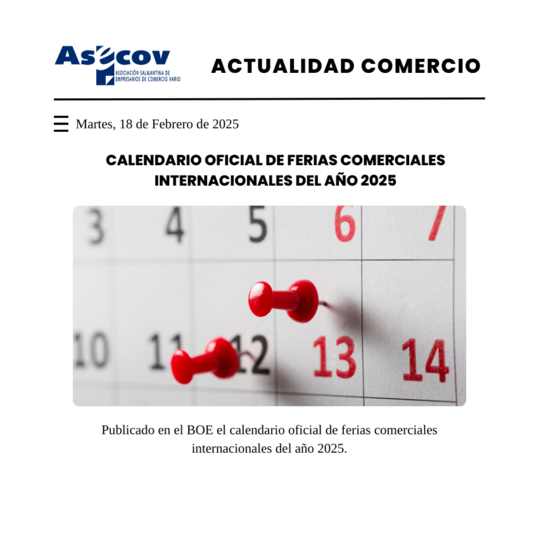 CALENDARIO OFICIAL DE FERIAS COMERCIALES INTERNACIONALES DEL AÑO 2025
