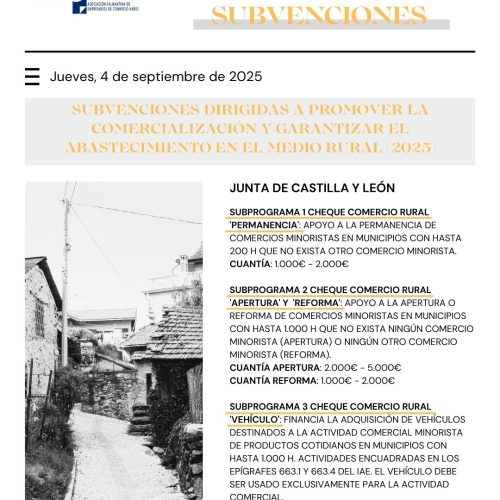 SUBVENCIONES DIRIGIDAS A PROMOVER LA COMERCIALIZACIÓN Y GARANTIZAR EL ABASTECIMIENTO EN EL MEDIO RURAL (2025)